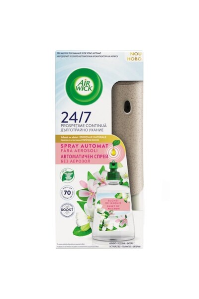 Air Wick Kit spray automat pentru odorizant de cameră Air Wick, buchet de iasomie, 228 ml