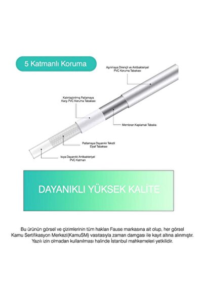 Fause PVC Silver Duş Hortumu 150 cm Pirinç Somon KDH103