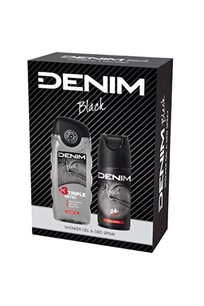 Denim Set 2x Caseta Cadou Barbati Black, Deodorant 150 ml, Gel Dus 250 ml