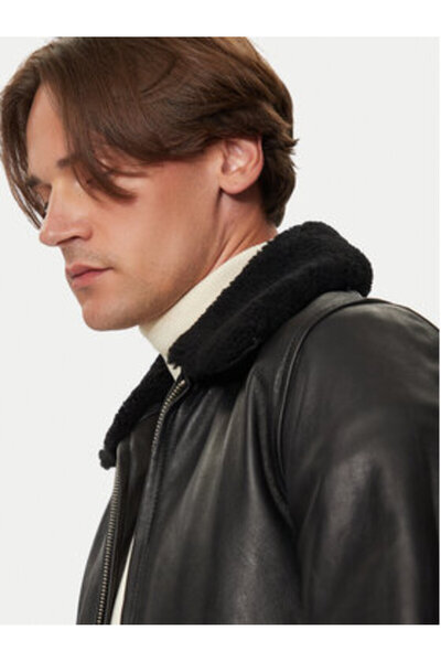 Serge Pariente Ανδρικό Δερμάτινο Μπουφάν ROMANE Μαύρο
