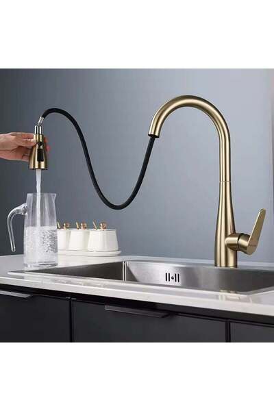 Fause Spiral Sink Faucet Pull down 3 Function Brushed Gold Kte125-Bg