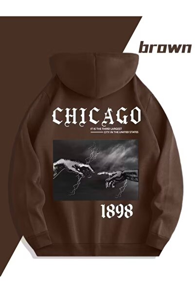 darkopia Скъпа двойка Комбо Чикаго Ръце назад Печатен дизайн Качулка с качулка 2-частен комплект