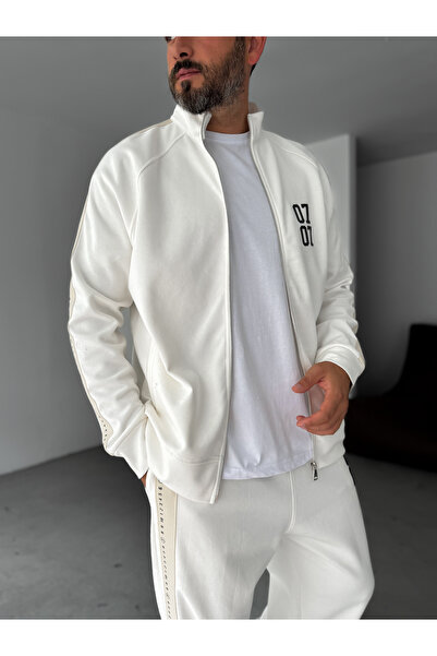 BYBASICMAN Біла 0707 Світшот із принтом та блискавкою RES-1006