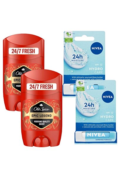 Old Spice Epic Legend Stick 50 ml 2 ADET + NIVEAHydro Care Dudak Bakım Kremi ...
