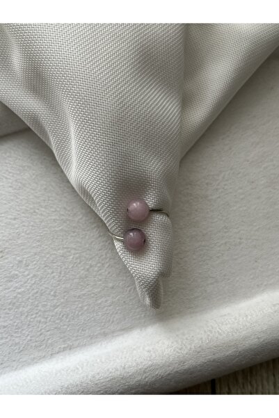 Pel Design خاتم من السلك الفضي ذو اللون الوردي الكوارتز مصنوع يدويًا