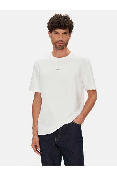 Calvin Klein Ανδρικό T-Shirt με λαιμόκοψη ποδηλάτου από ελαστικό βαμβακερό πι...