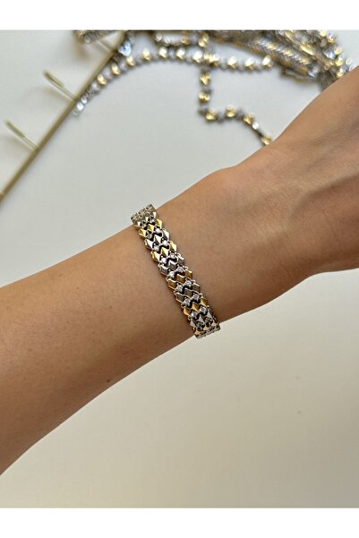 YOUES JEWELRY سلسلة MIX LUX سوار ذهبي فضي اللون لا يبهت لونه، نموذج مجوهرات للنساء، سوار واحد