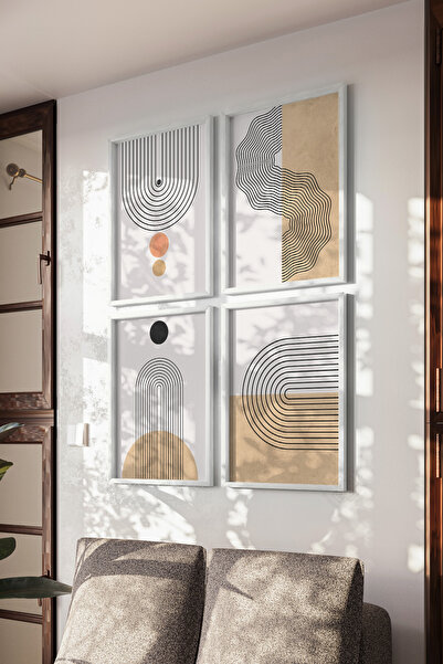 Basquiart Set de 4 postere boeme cu ramă albă, set de picturi nr:16