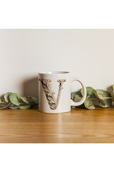 Kupa كوب بحرف V، مونوغرام 330 مل - تصميم باروكي منحوت