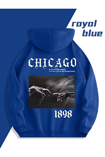 darkopia Sevgili Çift Kombini Chicago Eller SIRT Baskılı Tasarım Kapüşonlu Sweatshirt 2li Set Takım