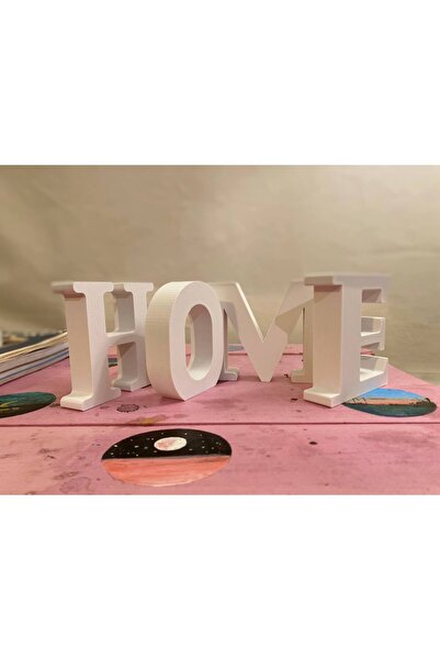 Dekoratif HOME Yazısı – Beyaz Plastik Masa Üstü Süs 10 cm