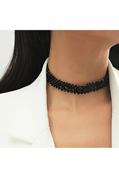 by Natalie 4 صفوف من القلادات المفردة، قلادة سوداء