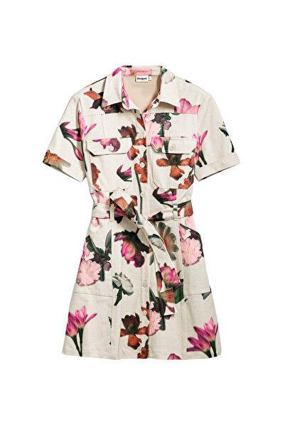Desigual Γυναικείο Φόρεμα Πουκάμισο 25SWVW13 Εκρού