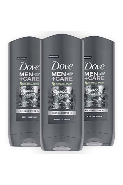 Dove Men 3 x Gel de duș Dove Men+Care cu cărbune și argilă, 400 ml