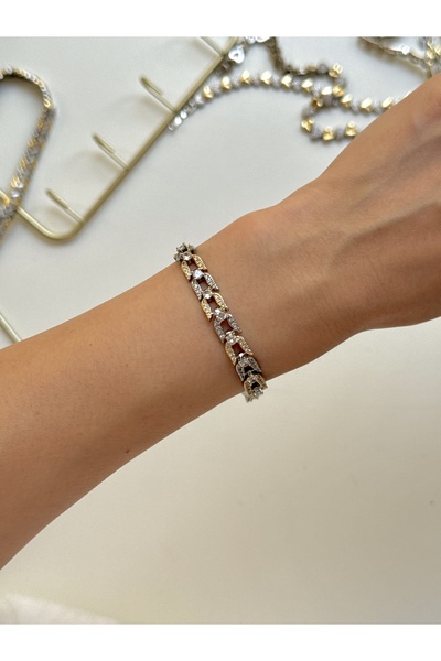 YOUES JEWELRY سلسلة MIX LUX سوار ذهبي فضي اللون لا يبهت لونه، نموذج مجوهرات للنساء، سوار واحد