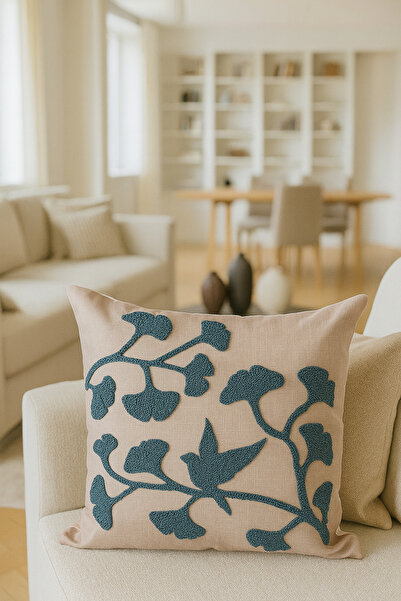 Pilloveland Punch Nakışlı Kırlent Kılıfı - 43*43 Cm - Ginkgo - PNK001