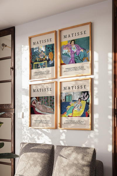 Basquiart Poster înrămat în lemn Matisse, set de 4 piese, setul nr. 55