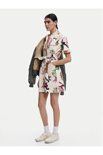 Desigual Γυναικείο Φόρεμα Πουκάμισο 25SWVW13 Εκρού