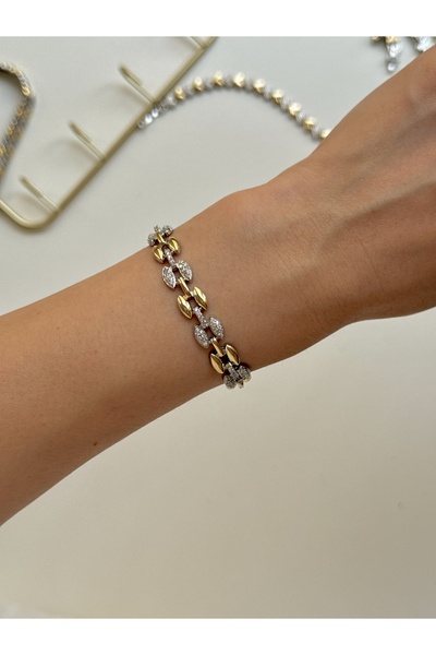 YOUES JEWELRY سلسلة MIX LUX سوار ذهبي فضي اللون لا يبهت لونه، نموذج مجوهرات للنساء، سوار واحد