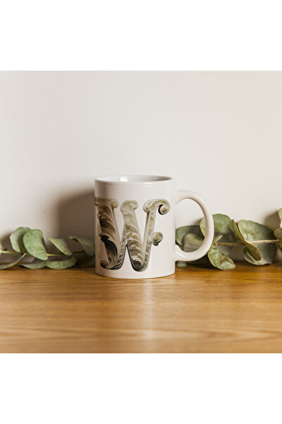 Kupa كوب بحرف W، مونوغرام 330 مل - تصميم باروكي منحوت