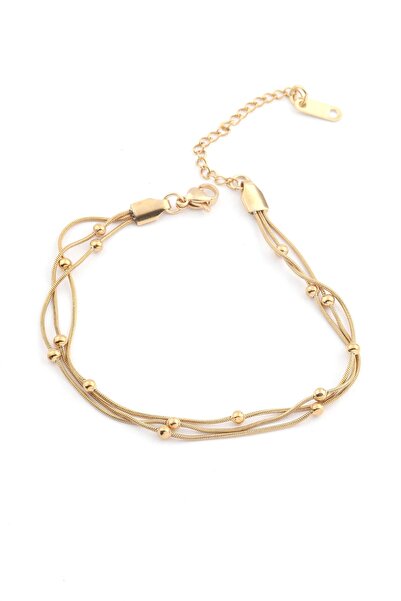 Jewerly سوار نسائي من الفولاذ باللون الذهبي