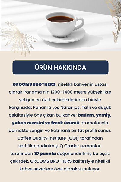 Grooms Brothers Panama Nitelikli Filtre Kahve (Öğütülmüş) 250 g Los Naranjos