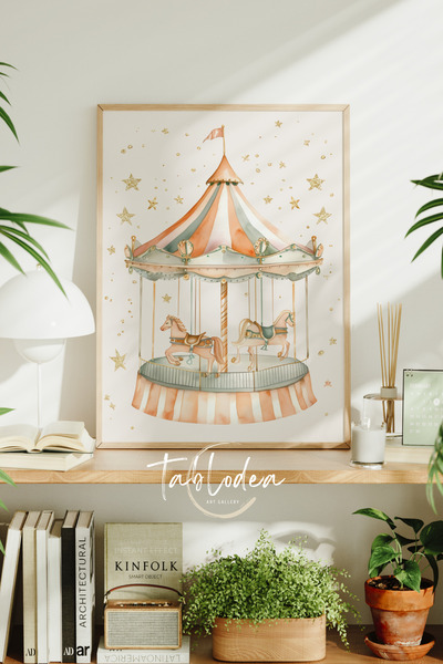 tablodea Atlı Karınca Temalı Minimalist Bebek Odası Dekoru Çerçeveli Poster T...