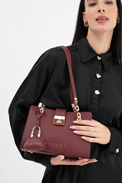 Sisley حقيبة يد نسائية باللون الأحمر الداكن SLY269