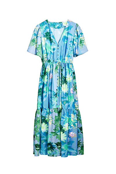 Desigual Γυναικείο Φόρεμα-Πουκάμισο 25SWVW18 Μπλε