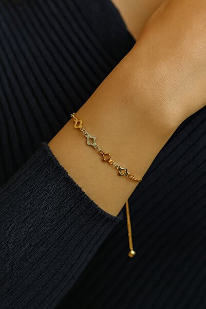 zarifje سلسلة فان كليف فضية اللون، سوار من الفولاذ الأصفر والأبيض