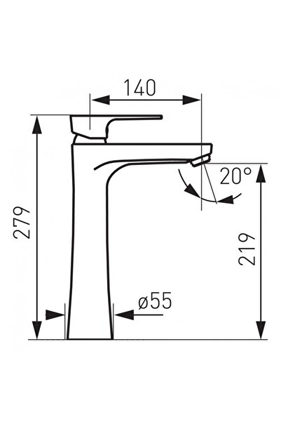 FERRO Square Black - High Basin Mixer Faucet Black