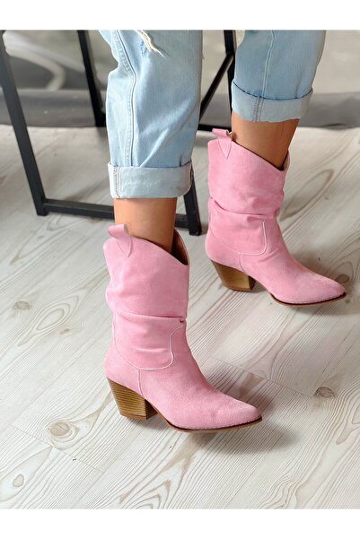 BERFONA TOKYO PEMBE DANA SÜET 6 CM TOPUKLU DALLAS BOT BOTTİE