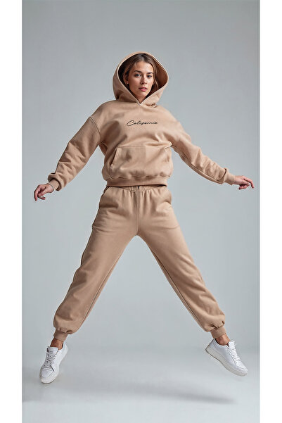 ClubSpaceAstro California Printed 3 Thread Ruched Women's Bottom Top Tracksuit Set