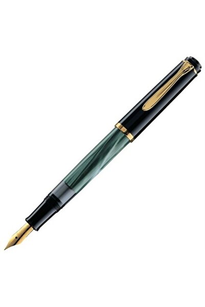 Pelikan قلم حبر أخضر M200 مطلي بالذهب عيار 14 قيراط وأجزاء معدنية