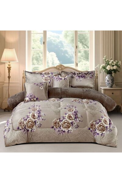 SNOOZYL Winter double bedspread made of soft velvet and fur with a floral design to provide you with warmth and comfort