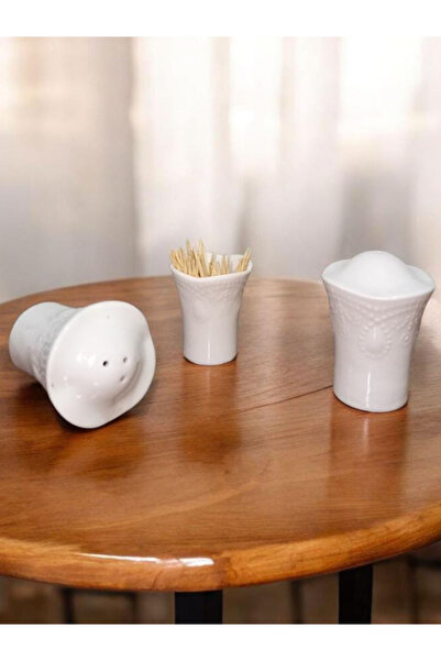 nowapazar 3LÜ PORSELEN TUZLUK BIBERLIK KURDANLIK