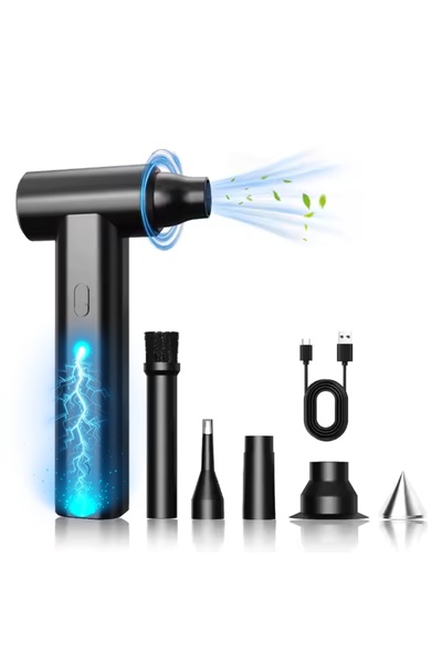 OEM Portable Air Blower 2000mAh×4 Battery with 6 Accessories Black – Advanced Cleaning Tool