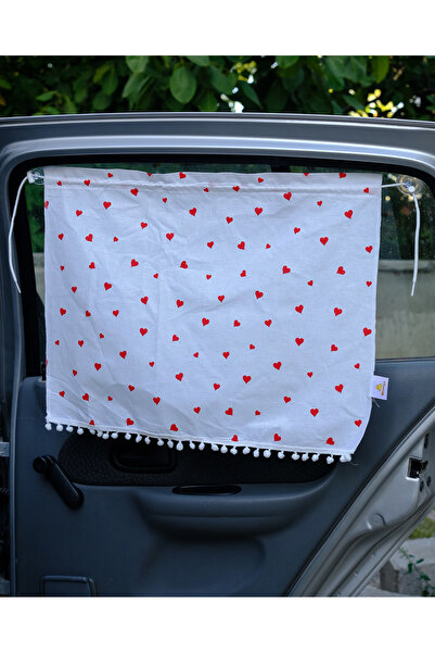 Store Araba Perdesi - Kalp Temalı Perde 60x50cm