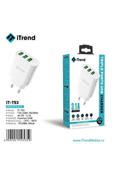 itrend Încărcător rapid de telefon T 53 3 x USB 3.1 A