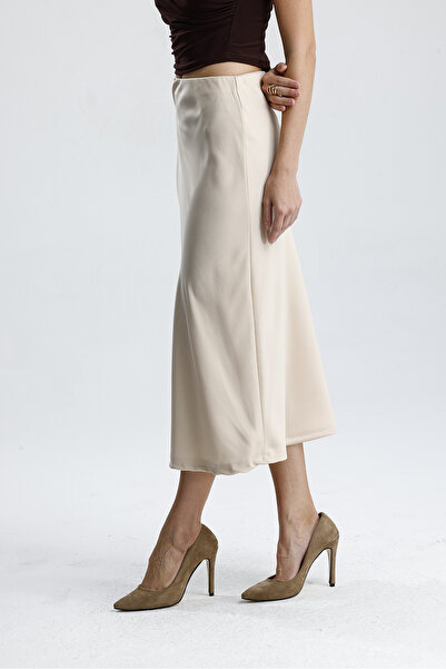 let s shine Women's High Waist Satin Midi Skirt