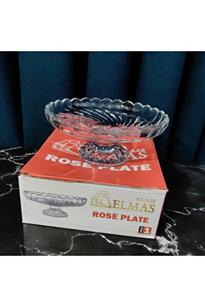 ORTAKÖY CENNETİ 1 Ad Decorative Footed Presentation Rose Plate. 6 cm Height 14 cm Width 6.5 cm Foot