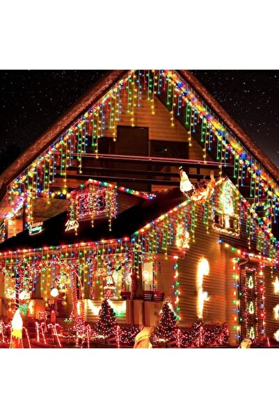 supershop Christmas Icicle Lights interconectable , 13m, 300 LEDs, Multicolor, Outdoor/Indoor 8 modeles