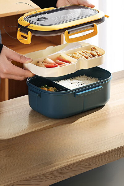 CÖDEL 2 Kat Yemek Saklama Kabı Beslenme Kutusu Seti Sporcu Diyet Öğrenci Fitness Okul Işyeri Sefer Tası