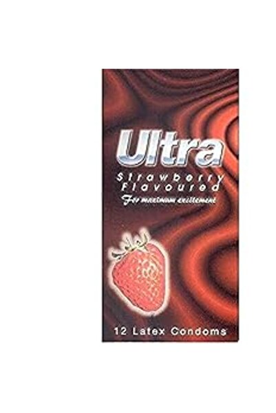 ULTRA واقي ذكري بنكهة الفراولة مضلع من 12 قطعة