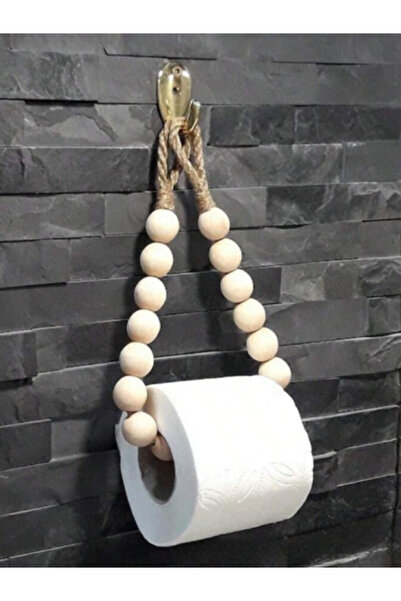 uraltaytowel Doğal Ahşap Boncuk Jüt İpli Tuvalet Kağıdı Askısı | El Yapımı Ba...