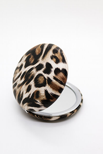 MakeWell Leopar Desenli Yuvarlak Çift Taraflı Büyüteçli Makyaj Aynası