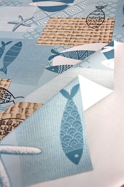 DDHOME Fiber Erasable Pvc Oilcloth Tablecloth 1253-1-Fishblue