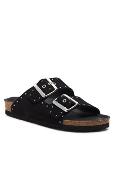 Genuins Γυναικείες σαγιονάρες μαύρες GENUINS-G105592 HONOLULU LEAD ΜΑΥΡΟ ΒΕΛΟΥΔΟ