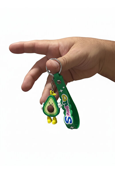 HARİNA سلسلة مفاتيح على شكل أفوكادو ثلاثي الأبعاد من السيليكون الأخضر، زينة للحقيبة