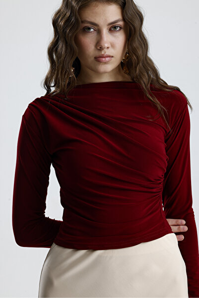 let s shine Γυναικεία μπλούζα με μακρύ μανίκι από ύφασμα Sandy με λεπτομέρεια με κορδόνια